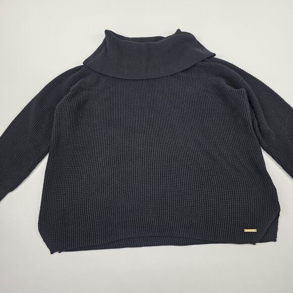 Michael Kors Sweater Womens 2X Black Turtleneck Pullover Waffle Knit Plus Size - Picture 1 of 12